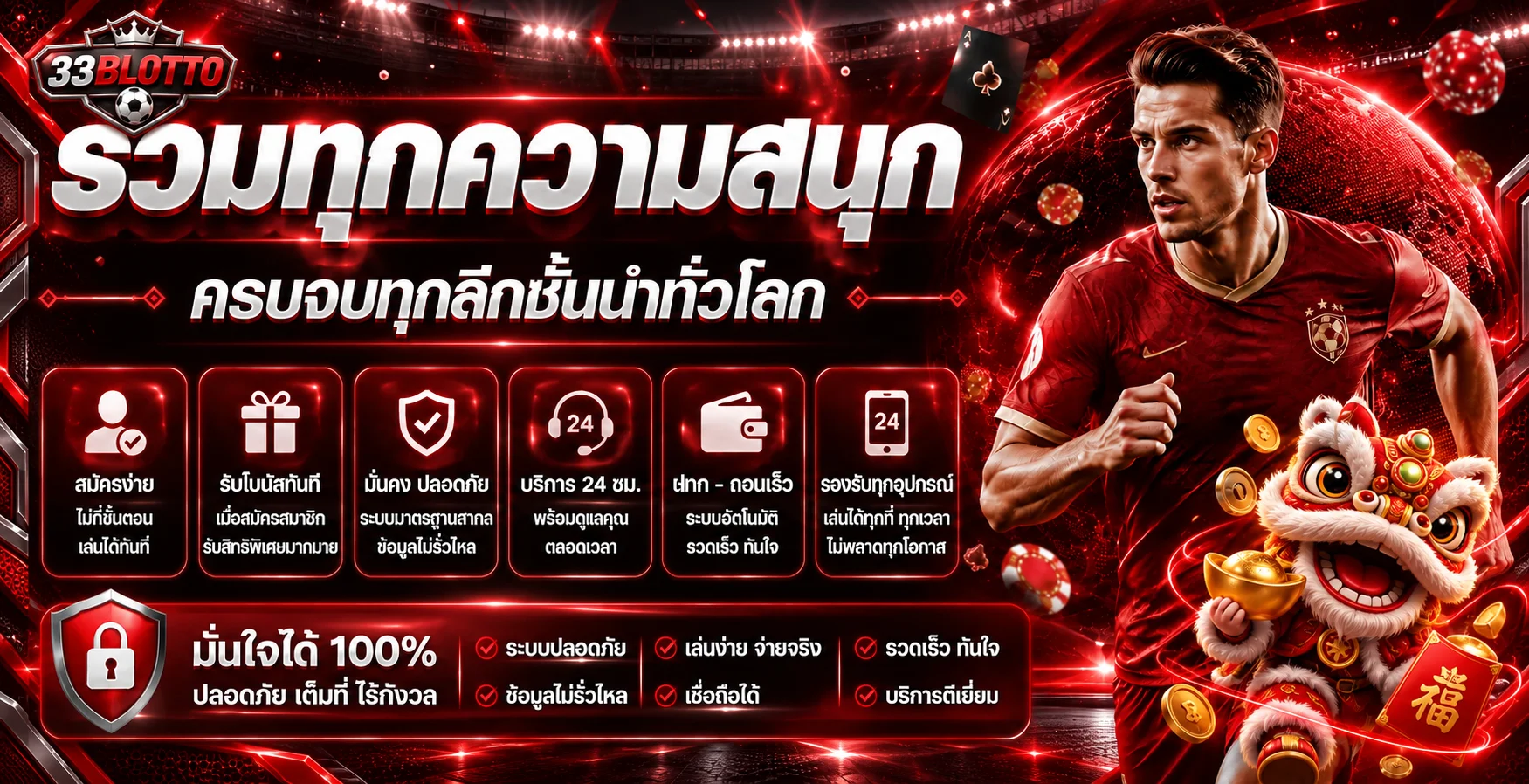 แบนเนอร์ 33BLOTTO ผลบอลสดและกิจกรรมกีฬา